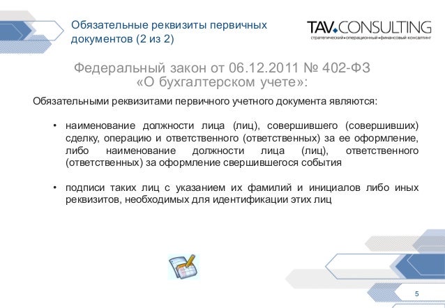 Обязательные реквизиты документов фз о бухгалтерском учете Cached